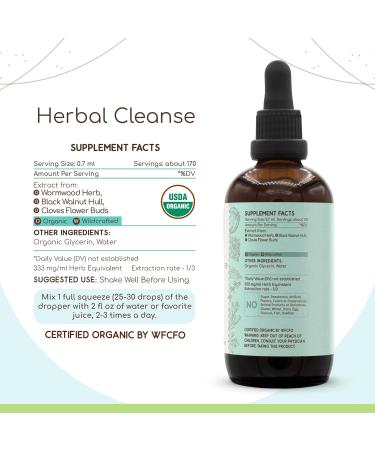 HerbEra Herbal Cleanse Organic Alcohol-Free Tincture | Detox and Cleanse Formula Extract Supplement | Organic Wormwood Herb Black Walnut Hull Cloves Flower Buds | Purge Extract (4 fl oz) 4 Fl Oz (Pack of 1) - Buy Online on GoSupps.com