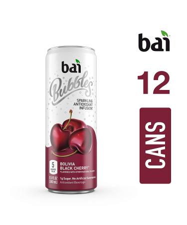Bai Bubbles Bolivia Black Cherry Sparkling Water 11.5 Fl Oz Cans - 12 Pack - Buy Online on GoSupps.com