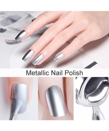 Metallic Nail Polish - Mirror Nail Varnish - 6ML Quick Drying Silver Nail Polish - Metallic Effect Nail Art Polish - Chrome Nail Polish - No UV Needed Father (Silver) - Buy Online on GoSupps.com