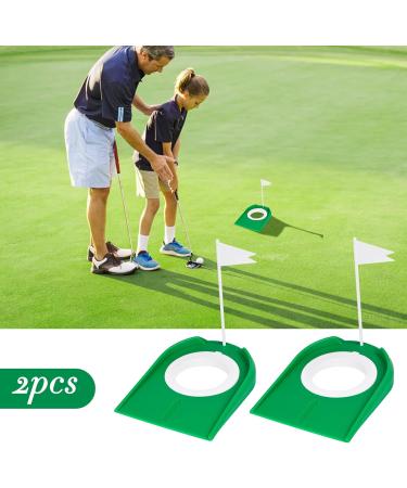 Eaezerav 2 Pack Golf Putting Cup with Flag - Indoor Outdoor Golf Hole Training Aids - Perfect for Kids, Men, Women - Home, Office, Garage, Yard - 2 Pcs Green Cup with White Flag - Buy Online on GoSupps.com