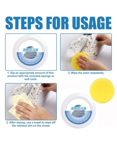 Multi Purpose Cleaner Cream Stain Remover for White Shoes with Sponge | Shoes Stain Remover Cream Yellow Rubbish Remover Cleaner Decontaminate Solid Paste for All Washable Shoes Haoying - Buy Online on GoSupps.com