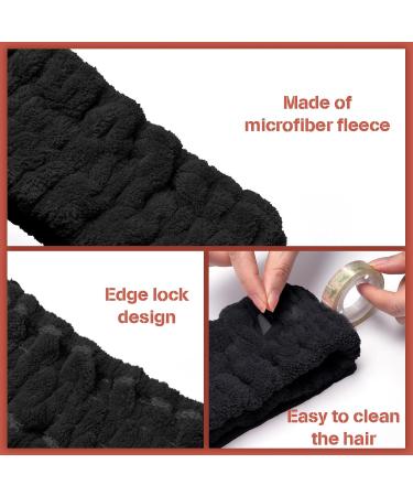 3-Piece Black Spa Face Headband Set for Makeup & Face Washing | Yoga Sport & Shower Elastic Hair Wrap for Women & Girls - Buy Online on GoSupps.com