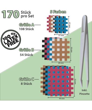 Alpidex Cross Tape Grid Tapes - 85/102/170 Plaster with Antistatic Tweezers | 170 Mixed Pieces in Sizes A B & C - International Shipping Available - Buy Online on GoSupps.com