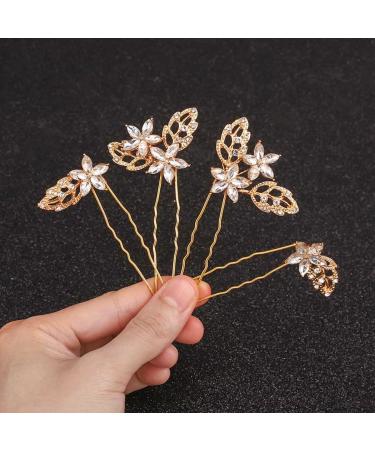 Vakkey Crystal Wedding Hair Needles - Gold Leaf Hair Clips & Rhinestone Head Jewelry for Brides & Girls (4 Pack) - Buy Online on GoSupps.com