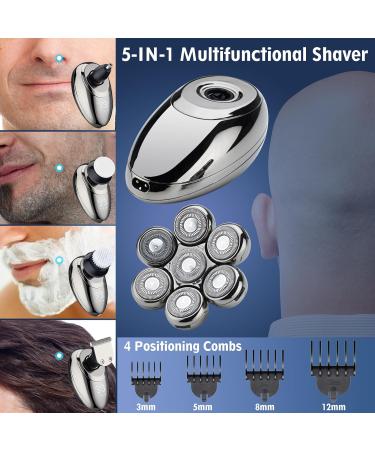 Electric Shaver for Men Head Shaver 7D Rotary Shaver Wet and Dry Shaving Razors Fully Waterproof Fast Recharging Mens Electric Razor Multifunctional Grooming Kit with Beard Nose Hair Trimmer (Silver) - Buy Online on GoSupps.com