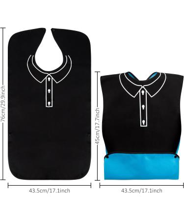 Waterproof Bibs for Adults - Hveer Slobber Bib with Crumbs Compartment Push Buttons - Black Polo Shirt Design for Seniors | International Shipping - Buy Online on GoSupps.com