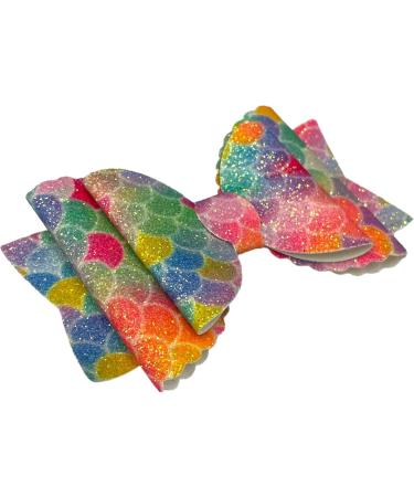 Mermaid Glitter Hair Accessories Bows Clips Slides Grips 3.5" Inch Multi Coloured Cute Handmade For Woman Girls Hairbows - 2x Bows Multi-Coloured - Buy Online on GoSupps.com