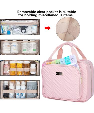 Leudes Travel Pill Bottle Organizer - Large Pink Medicine Storage Case for Home & On-the-Go - Perfect for Pills, Vitamins & Supplements for Women and Men - Buy Online on GoSupps.com