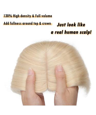 Rich Choices Clip-in Hair Topper for Women - 130% Dense Remy Human Hair Extensions 40cm #60 Wei blond - 50g Toupet - Buy Online on GoSupps.com