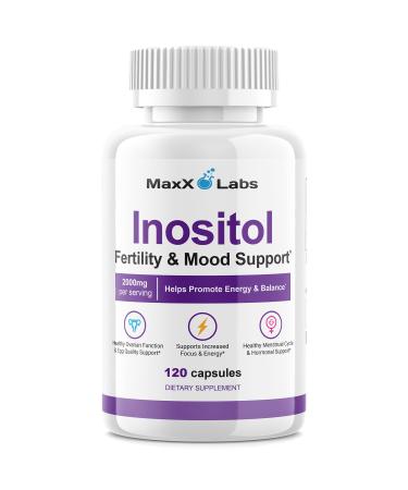 MaxX Labs Inositol Supplement, Simple and Strong Formula, Fertility Support and Hormone Balance for Women, 2000mg Inositol Capsules, 120 Pills