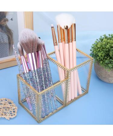 Nail Art Tool Storage Box Multifunction Brush Storage Box Cotton Pads Container Useful Cotton Pads Nail Salon for Store Brush Home(Two Compartment Storage Box)
