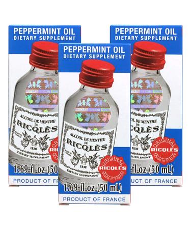 Ricqles Peppermint Oil Dietary Supplement (Supports Healthy Digestion Intestinal Comfort) (1.69 fl. oz) (3 Bottles)