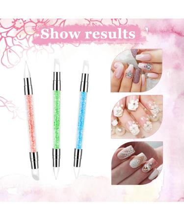 3 Pcs Nail Art Sculpture Pen Set - Dual Tipped Silicone Tools for Home & Salon | Blue Green Orange Nail Brushes & Rhinestone Carving Pen - Buy Online on GoSupps.com