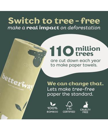Betterway Bamboo Paper Towels - 6 Rolls 2 Ply | Plastic Free, Compostable, Strong & Absorbent - Buy Online on GoSupps.com
