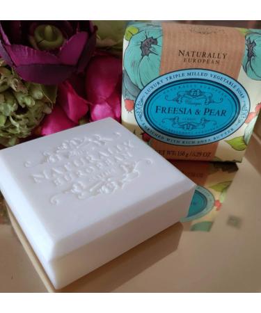 Naturally European Freesia & Pear Triple-Milled Shea Butter Soap 150g/5.29oz - Buy Online on GoSupps.com