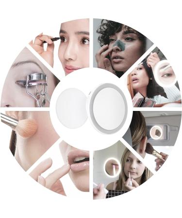 SHEGINEL 5X Magnified LED Makeup Mirror - Portable Compact Mirror with 3 Color Lighting, Perfect for Traveling (White) - Buy Online on GoSupps.com