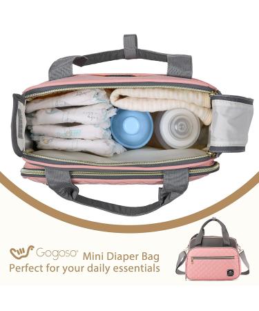 Small Diaper Tote Bag | Baby Stroller Organizer for Girls | Insulated Bottle Pockets | Diapers, Toys & Snacks | Pink & Gray - Buy Online on GoSupps.com