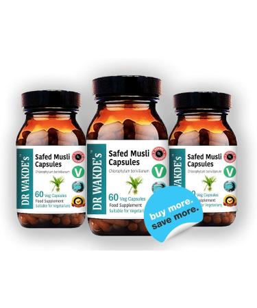 DR WAKDE'S Safed Musli Capsules (Chlorophytum borivilianum 60 Veg Caps Plant-Based Supplement Ayurvedic Herb All Natural Vegan) - Buy Online on GoSupps.com