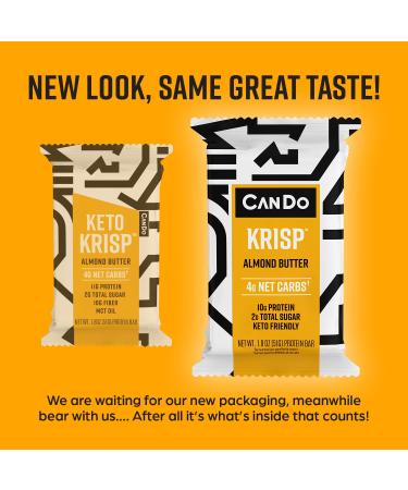 CanDo Krisp Almond Butter Keto Bars - 12 Pack Low-Carb, High Protein Snack | Gluten-Free Meal Replacement - Buy Online on GoSupps.com