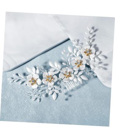 Ipetboom 1pc White Leaf Comb Rhinestone Headpiece Pearl Hair Ties Bridal Hair Comb Beautiful Hair Accessory Bridal Floral Side Comb Prom Hair Clips Hair Pin Grace Bride Alloy Crystal Flower - Buy Online on GoSupps.com