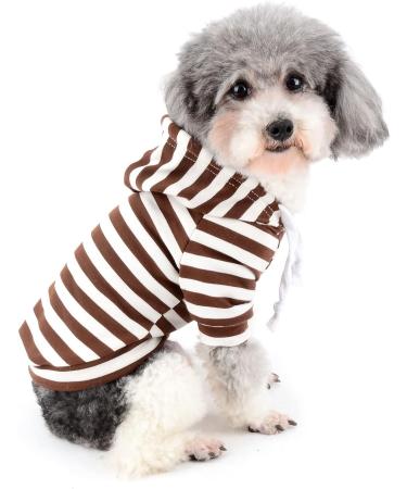 Zweitea Striped Hoodie Shirts for Small & Medium Dogs - Soft Short Sleeve Pet Sweatshirt & Jacket - Buy Online on GoSupps.com