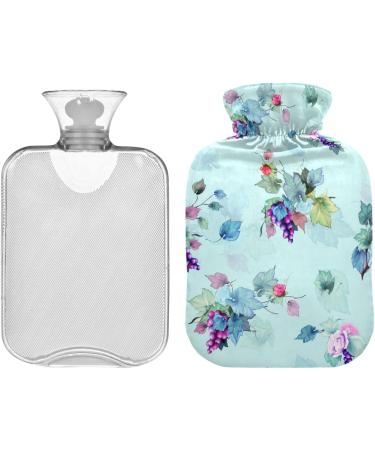 NAANLE 2L Hot Water Bottle with Lid - Grape Flowers | Transparent Heat Bottle for Back Pain Relief & Cold Therapy - Buy Online on GoSupps.com