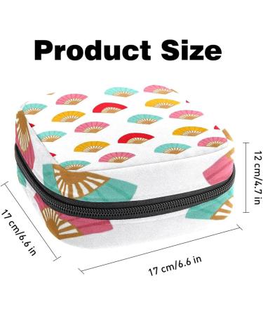 Menstruation Pad Bag with Zipper | Womens Napkin & Tampon Bag - Stylish Spanish Fan Pattern in Blue Red Pink & Yellow - Buy Online on GoSupps.com