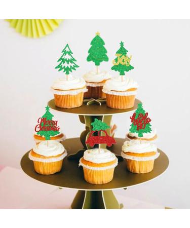 Keaziu 24PCS Merry Christmas Cupcake Toppers Christmas Theme Tree Snowflake Gift Socks Cupcake Picks Chirstmas Decoration Party Decoration White - Buy Online on GoSupps.com