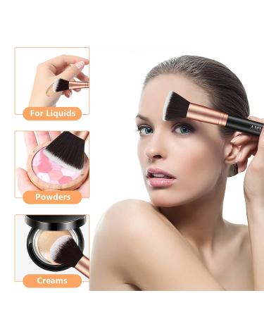 Rose Golden 14-Piece Makeup Brush Set with Blender Sponge and Cleaner - Cruelty-Free Synthetic Kabuki Brushes for Foundation, Powder, Blush, Eyeshadow - Premium Brochas De Maquillaje - Buy Online on GoSupps.com