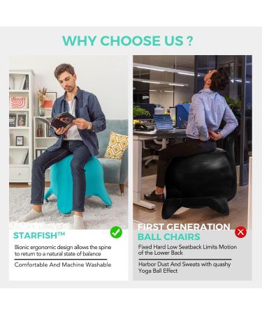 ENOVI Infinite Starfish Ball Chair  Yoga Ball Chair with Caster Wheels  Exercise Ball Chair Ergonomic Design for Home Office Desk  Balance Ball Chair  Standard Size (24 to 26 inches)  Deepspace Grey - Buy Online on GoSupps.com