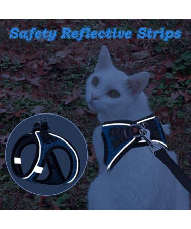 Escape Proof Cat Harness & Lead - Adjustable Reflective Kitten Vest for Outdoor Walking - Comfortable & Easy to Control - Blue XS - Buy Online on GoSupps.com