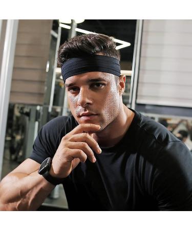 Vsiopy Men's Non Slip Running Headband 6-Pack - Moisture Wicking & Adjustable Workout Sweatbands in Black and Grey - Buy Online on GoSupps.com