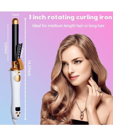 1 Inch Rotating Curling Iron - 360 Automatic Instant Heat Wand Dual Voltage Auto-Off | Perfect for All Hair Types - Buy Online on GoSupps.com