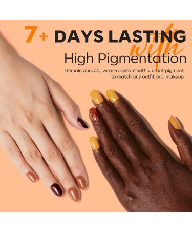 Modelones Nail Polish Set 6 Colors Autumn Winter Gold Glitter Red Nail Polish Orange Yellow Quick Dry Nail Varnish Finger Nail Polish Manicure DIY Nail Art Salon Home For Women Red Orange - Buy Online on GoSupps.com