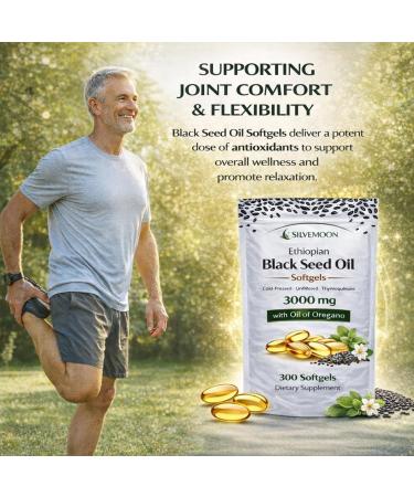 SILVEMOON Ethiopian Black Seed Oil Softgels with Oil of Oregano 3000 mg Cold-Pressed Nigella Sativa Plant-Based Herbal 2-in-1 Formula Non-GMO 300 Softgels (100 Day Supply) - Buy Online on GoSupps.com
