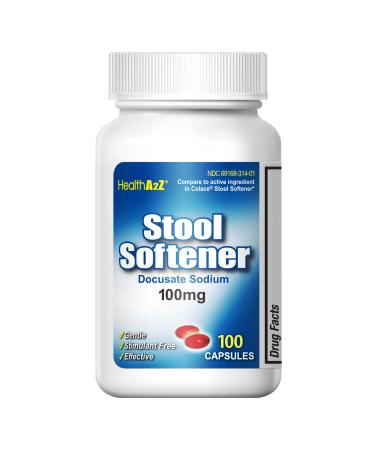 HealthA2Z Stool Softener, Docusate Sodium 100mg, Compare to Colace Stool Softener Active Ingredient, 100 Capsules