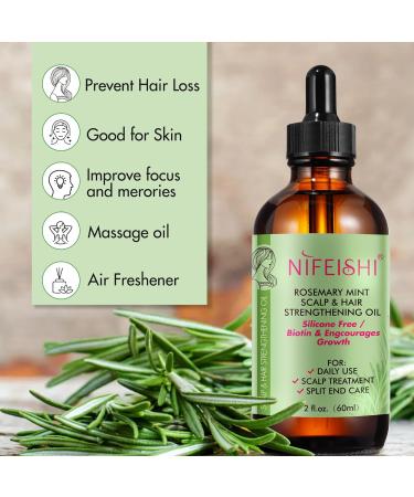Organic Rosemary Oil for Hair Growth & Scalp Strengthening - 2 Fl Oz (60 ml) - Nourishing Hair Care Treatment - Aromatherapy for Skin & Face - Buy Online on GoSupps.com