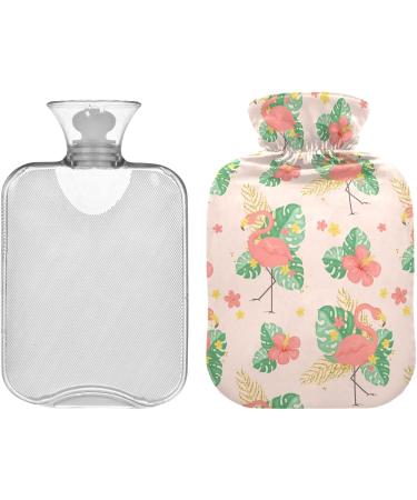 Naanle Tropical Leaves Flamingo Heat Bottle - 2L Large Hot Water Bottle with Cover for Bed & Pain Relief - Buy Online on GoSupps.com
