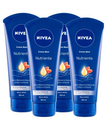 NIVEA Nivea Nourishing Moisturizing Hand Cream with Almond Oil and Shea Butter for Dry Skin Fast Absorbing 4 x 100ml Bottles