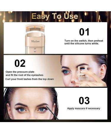 Hicdaw Heated Eyelash Curler with Built-in Curved Comb - 2 Heating Modes for Quick, Natural, Long-Lasting Curling - Buy Online on GoSupps.com