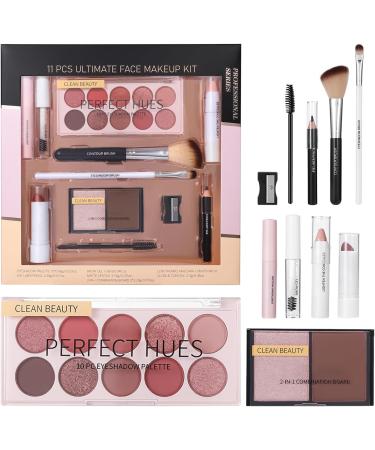 Makeup Bag for Beginners | Complete Kit for Women | 11 Pieces Mascara Concealer Eyeshadow Palette Lipstick for Girls Teens Christmas Birthday Wedding Party - Buy Online on GoSupps.com