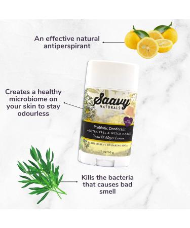 2 PACK- Saavy Naturals Probiotic Deodorant Aluminum-Free Baking Soda Free No Residue All Day Protection for Women and Men Natural Vegan Formula Yuzu and Meyer Lemon - 1.7 Oz Yuzu & Meyer Lemon - Buy Online on GoSupps.com