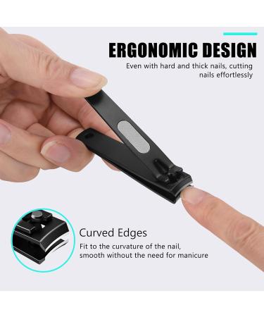 Premium Nail Clipper Set - Sturdy Stainless Steel Toenail & Fingernail Cutter for Men & Women | Sharp Curved Blades | Black - Buy Online on GoSupps.com