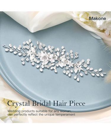 Makone Bride Hair Accessories Wedding Hair Vines Crystal Headpieces Flower Headband Bridal Hair Pieces wedding hair accessories for women Silver Flower Vine - Buy Online on GoSupps.com