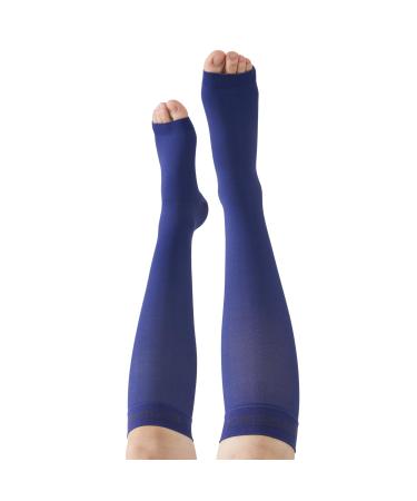 Dark Blue Open Toe Compression Socks 15-20mmHg Toeless Compression Socks for Reduce Swelling and Alleviates Varicose Veins XL