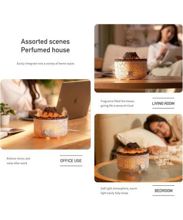 560ML Essential Oil Aromatherapy Volcano Diffuser with Remote Control | Flame Humidifier for Bedroom | White 10W Air Diffuser - Buy Online on GoSupps.com