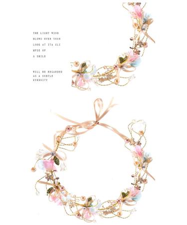 Ever Fairy Multi-Colored Flower Crown Headband | Wedding & Party Hair Garlands for Women & Children | Bridal & Bridesmaid Wreaths with Pearls - Buy Online on GoSupps.com