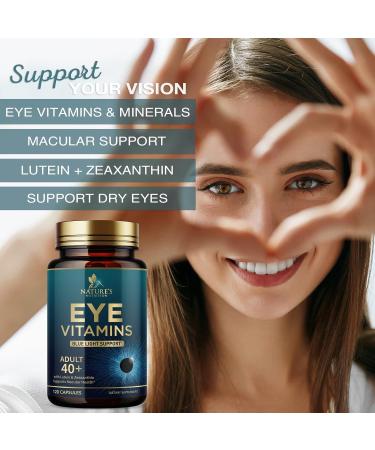 Eye Health Supplement with Lutein, Zeaxanthin, Zinc, Vitamin C & E - 120 Capsules - Supports Vision, Dryness, Eye Strain - Adult Eye Vitamins - Buy Online on GoSupps.com