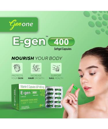 E Gen 400 Vitamin E Capsules for Glowing Skin Face and Hair Nutrition (30 Capsules) - Buy Online on GoSupps.com