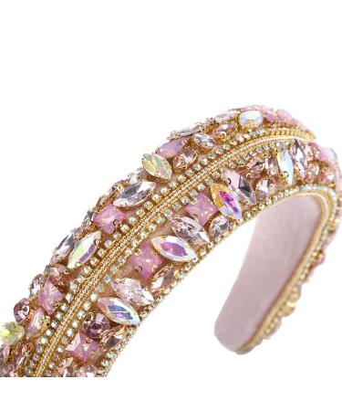 HAIMEIKANG Pink Velvet Rhinestone Baroque Crystal Headband for Women and Girls - Buy Online on GoSupps.com